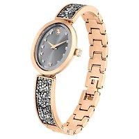 Crystal Rock oval watch, Swiss Made, Crystal bracelet, Gray, Rose gold-tone finish by SWAROVSKI