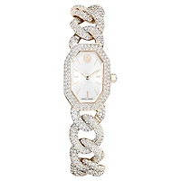 Dextera chain watch, Swiss Made, Crystal bracelet, White, Champagne gold-tone finish by SWAROVSKI