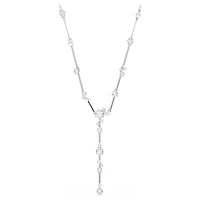 Constella Y necklace, Crystal pearl, Round cuts, White, Rhodium plated by SWAROVSKI