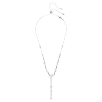 Constella Y necklace, Crystal pearl, Round cuts, White, Rhodium plated by SWAROVSKI
