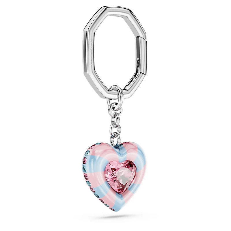 Key ring, Heart cut, Heart, Multicolored, Rhodium plated by SWAROVSKI