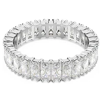 Matrix ring, Baguette cut, White, Silver-tone finish by SWAROVSKI