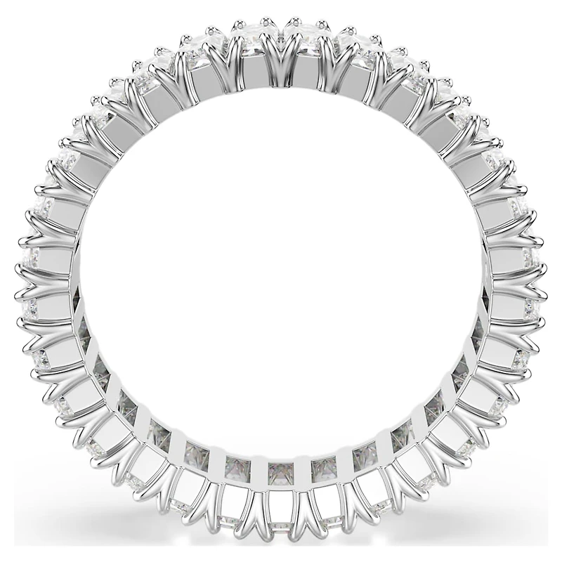 Matrix ring, Baguette cut, White, Silver-tone finish by SWAROVSKI