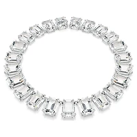 Millenia necklace, Oversized crystals, Octagon cut, White, Rhodium plated by SWAROVSKI