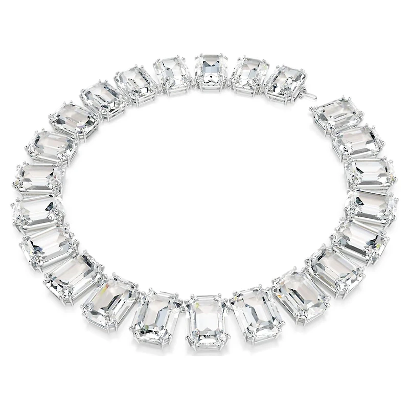 Millenia Tennis necklace, Oversized crystals, Octagon cut, White, Rhodium plated by SWAROVSKI