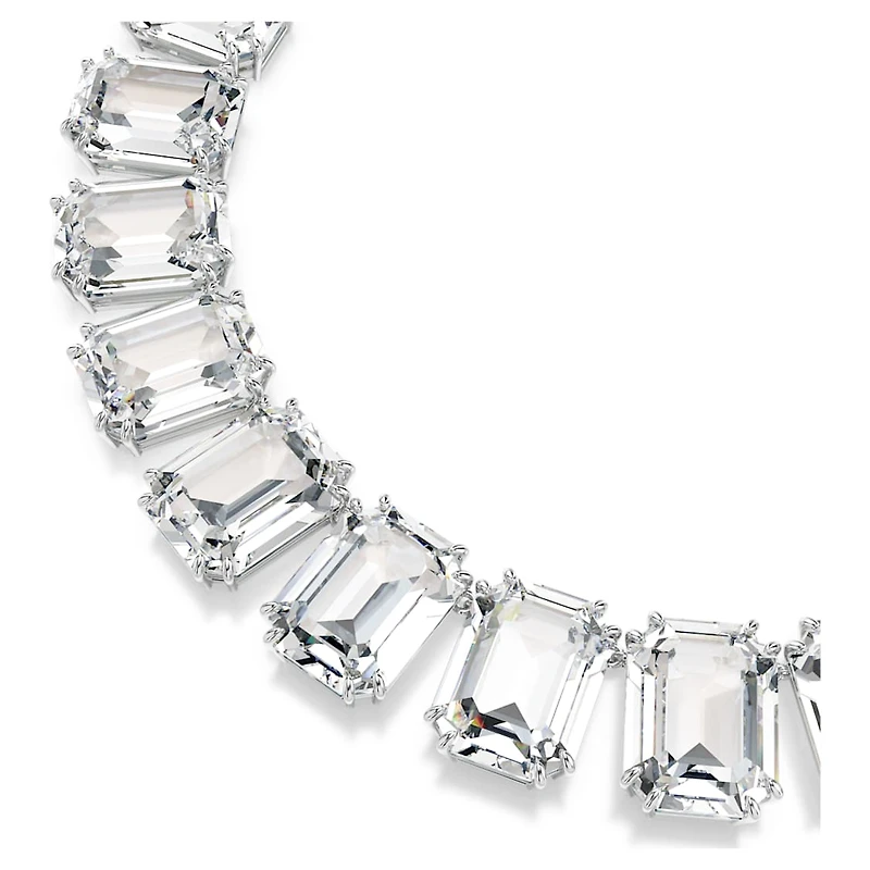 Millenia Tennis necklace, Oversized crystals, Octagon cut, White, Rhodium plated by SWAROVSKI