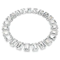 Millenia necklace, Oversized crystals, Octagon cut, White, Rhodium plated by SWAROVSKI