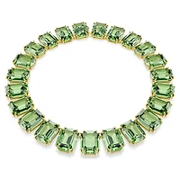Millenia Tennis necklace, Oversized crystals, Octagon cut, Green, Gold-tone plated by SWAROVSKI