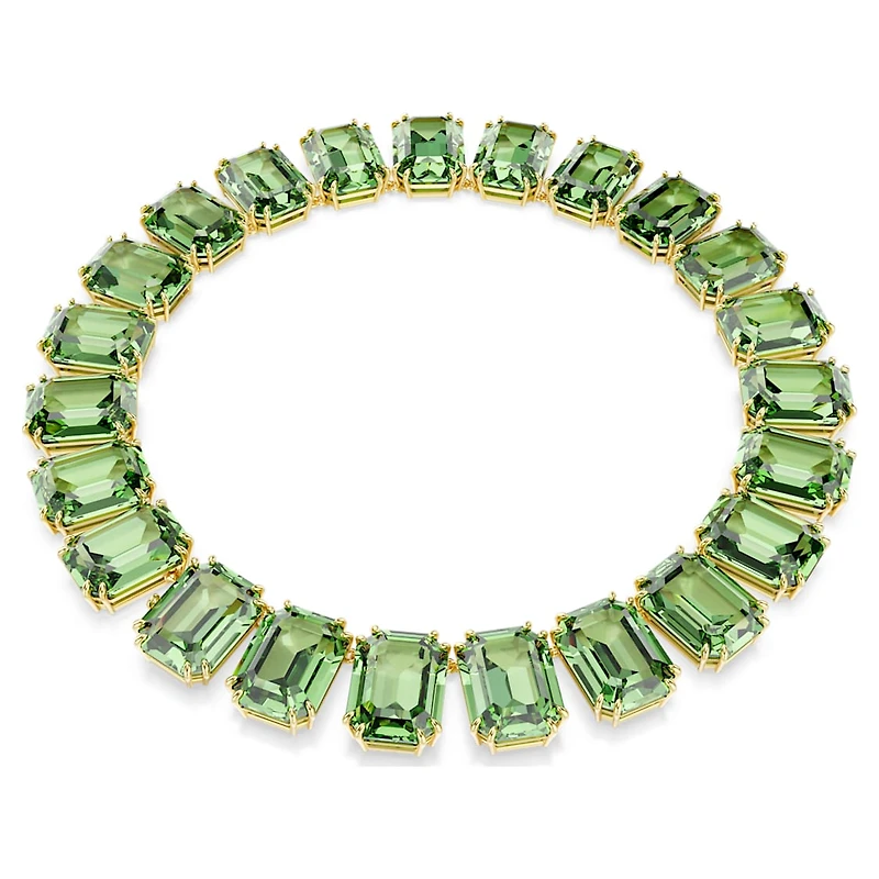 Millenia necklace, Oversized crystals, Octagon cut, Green, Gold-tone plated by SWAROVSKI