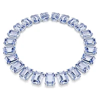 Millenia Tennis necklace, Oversized crystals, Octagon cut, Blue, Rhodium plated by SWAROVSKI