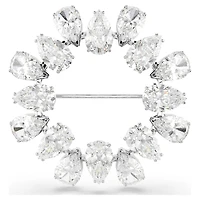 Matrix brooch, Pear cut, White, Rhodium plated by SWAROVSKI