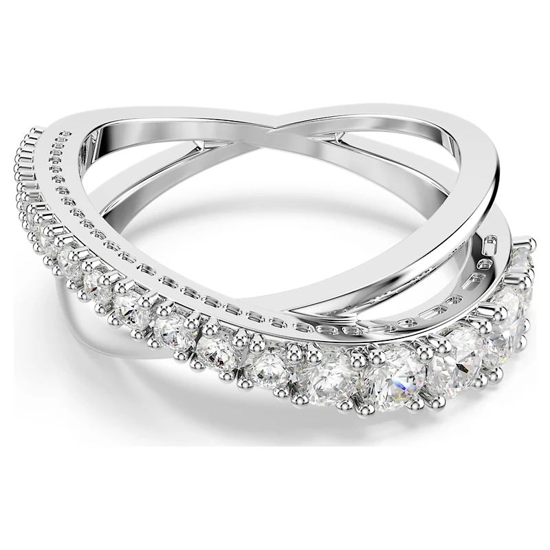 Hyperbola ring, Mixed cuts, White, Silver-tone finish by SWAROVSKI