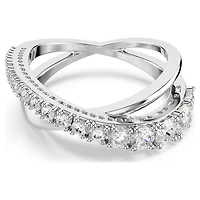 Hyperbola ring, Mixed cuts, White, Silver-tone finish by SWAROVSKI