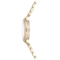 Matrix 3-link watch, Swiss Made, Metal bracelet, Gold tone, Champagne gold-tone finish by SWAROVSKI