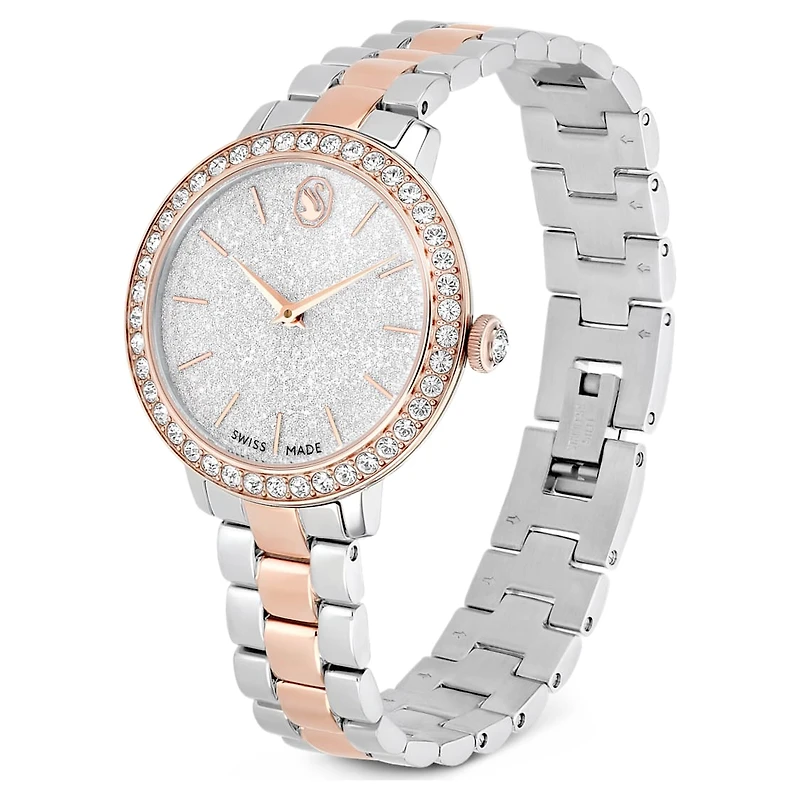 Matrix 3-link watch, Swiss Made, Metal bracelet, Silver Tone
