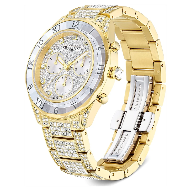 Dextera lux watch, Swiss Made, Metal bracelet, Gold tone, Gold-tone finish by SWAROVSKI