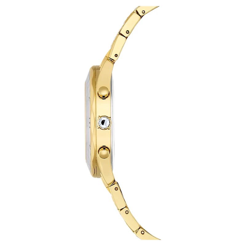 Dextera lux watch, Swiss Made, Metal bracelet, Gold tone, Gold-tone finish by SWAROVSKI