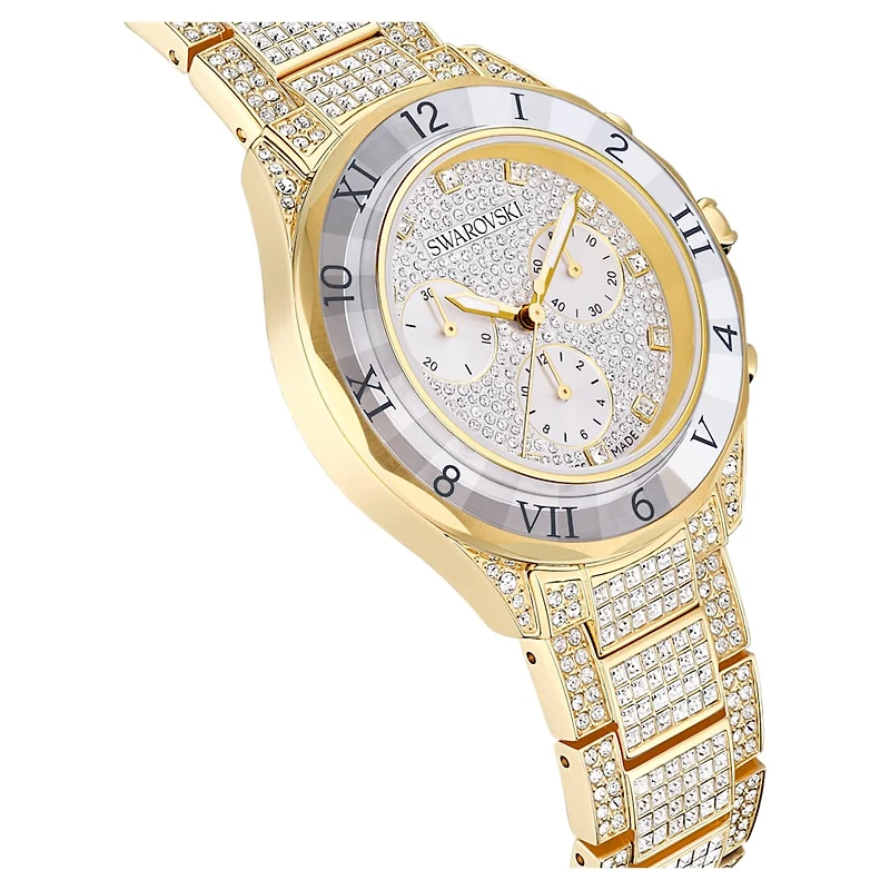 Dextera lux watch, Swiss Made, Metal bracelet, Gold tone, Gold-tone finish by SWAROVSKI