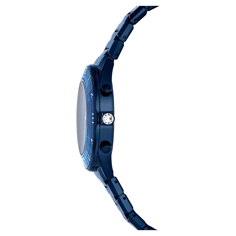 Dextera chrono watch, 39mm, Swiss Made, Metal bracelet, Blue, Blue finish by SWAROVSKI