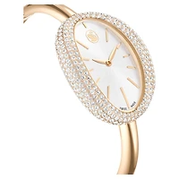 Imber bangle watch, Swiss Made, Metal bracelet, Gold tone, Champagne gold-tone finish by SWAROVSKI
