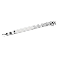 Crystalline ballpoint pen, White, White lacquered, chrome plated by SWAROVSKI