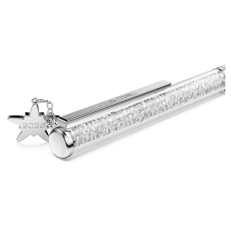 Crystalline ballpoint pen, White, White lacquered, chrome plated by SWAROVSKI