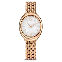 Imber oval watch, Swiss Made, Metal bracelet, Gold tone, Rose gold-tone finish by SWAROVSKI