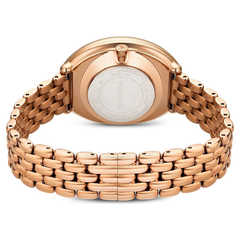 Imber oval watch, Swiss Made, Metal bracelet, Gold tone, Rose gold-tone finish by SWAROVSKI