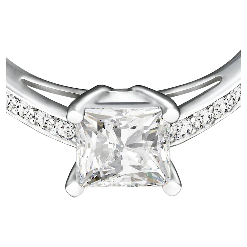 Attract ring, Pavé, White, Rhodium plated by SWAROVSKI