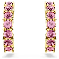 Mini Hoop earrings, Round cut, Pink, Gold-tone plated by SWAROVSKI
