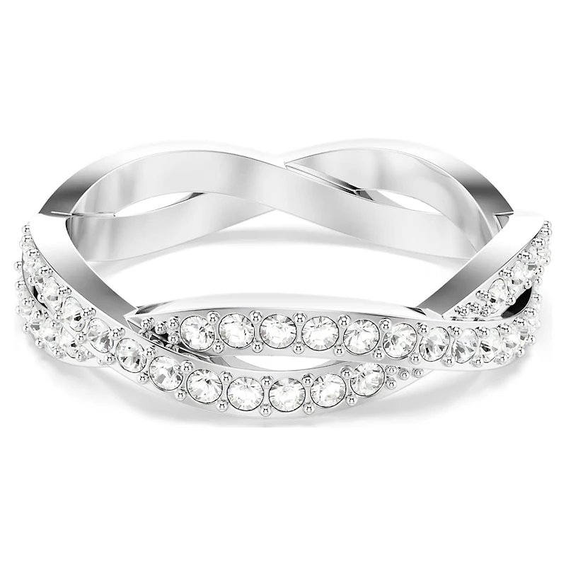Infinity ring, Round cut, White, Rhodium plated by SWAROVSKI
