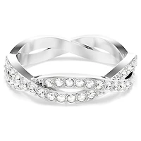Infinity ring, Round cut, White, Rhodium plated by SWAROVSKI