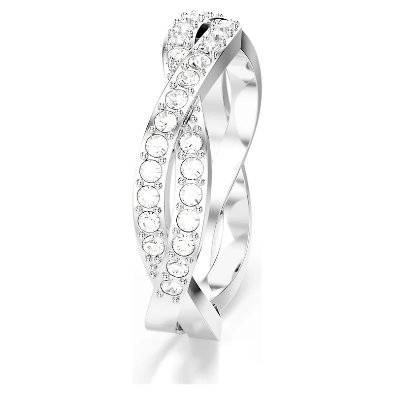 Infinity ring, Round cut, White, Rhodium plated by SWAROVSKI