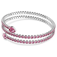 Twisty cuff, Mixed cuts, Pink, Rhodium plated by SWAROVSKI
