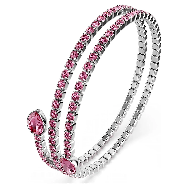 Twisty cuff, Mixed cuts, Pink, Rhodium plated by SWAROVSKI