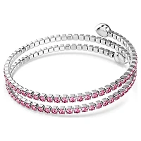 Twisty cuff, Mixed cuts, Pink, Rhodium plated by SWAROVSKI