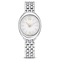 Imber oval watch, Swiss Made, Metal bracelet, Silver tone, Stainless steel by SWAROVSKI