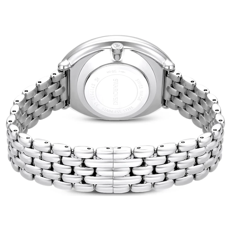 Imber oval watch, Swiss Made, Metal bracelet, Silver tone, Stainless steel by SWAROVSKI