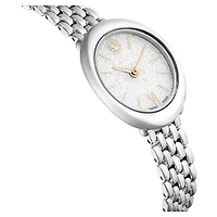 Imber oval watch, Swiss Made, Metal bracelet, Silver Tone, Stainless steel by SWAROVSKI