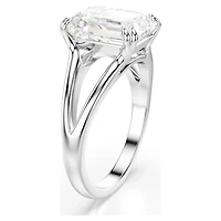 Stilla ring, Octagon cut, White, Silver-tone finish by SWAROVSKI