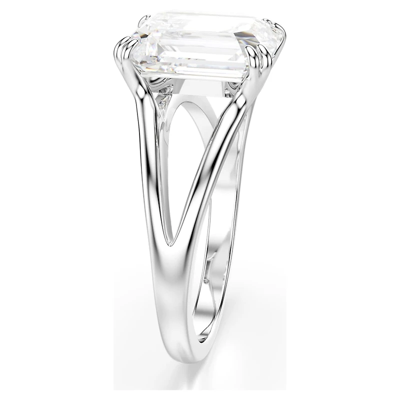 Stilla ring, Octagon cut, White, Silver-tone finish by SWAROVSKI