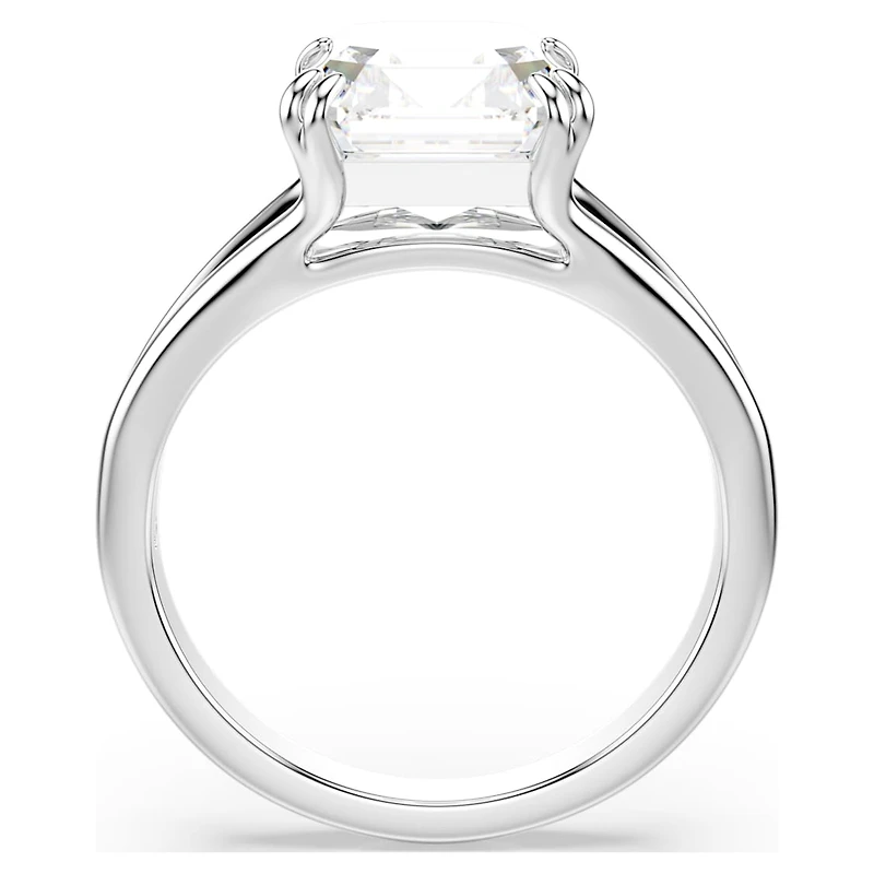 Stilla ring, Octagon cut, White, Silver-tone finish by SWAROVSKI