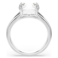 Stilla ring, Octagon cut, White, Silver-tone finish by SWAROVSKI