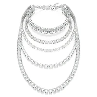 Millenia layered necklace, Mixed cuts, White, Rhodium plated by SWAROVSKI