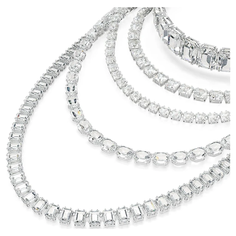 Millenia layered necklace, Mixed cuts, White, Rhodium plated by SWAROVSKI