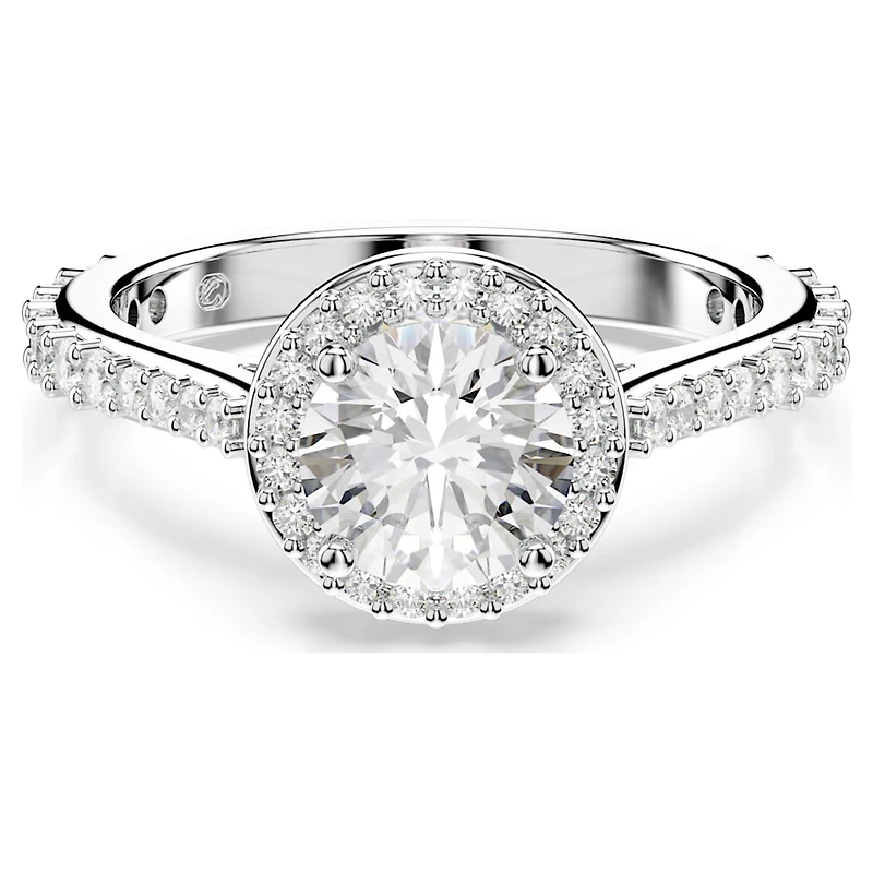 Una Angelic ring, Round cut, White, Silver-tone finish by SWAROVSKI