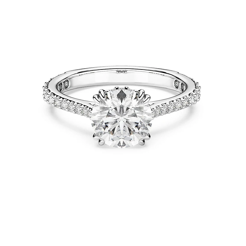 Stilla cocktail ring, Round cut, Pavé, White, Silver-tone finish by SWAROVSKI