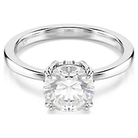 Stilla cocktail ring, Round cut, White, Silver-tone finish by SWAROVSKI