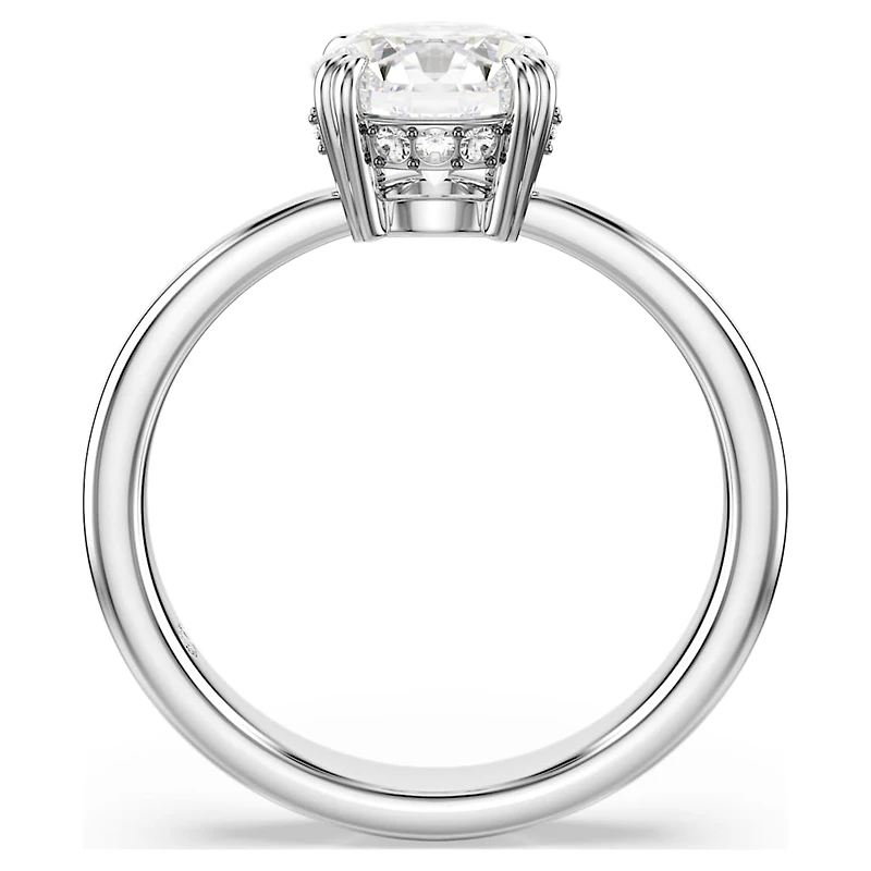 Stilla cocktail ring, Round cut, White, Silver-tone finish by SWAROVSKI