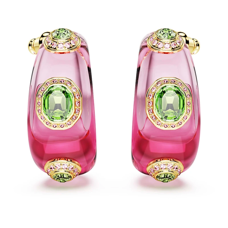 Dulcis hoop earrings, Mixed cuts, Multicoloured, Gold-tone plated by SWAROVSKI